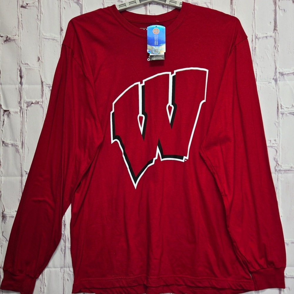 Adidas Wisconsin Badgers Football Long Sleeve T-Shirt NCAA Mens XL NWT
